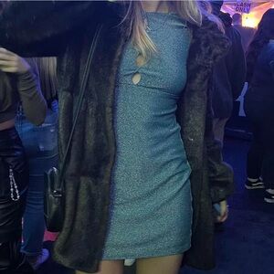 Hollister Blue Glittery Longsleeve Bodycon Mini Dress